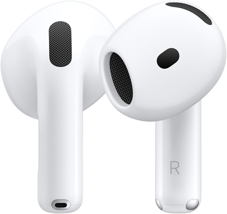 سماعات AirPods&nbsp;5، تعرض الجهتين الأمامية والخلفية وتوضح التصميم