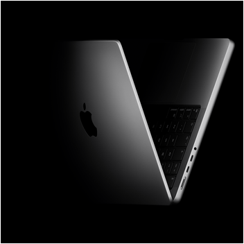 MacBook Pro positioned into the shape of a V, referencing the M5 chip family